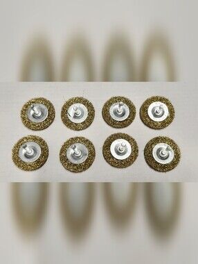 Lot of 8 Brass Wire Wheel Brush Attachments 1/4" Shank Rotary Tool Drill Brushes